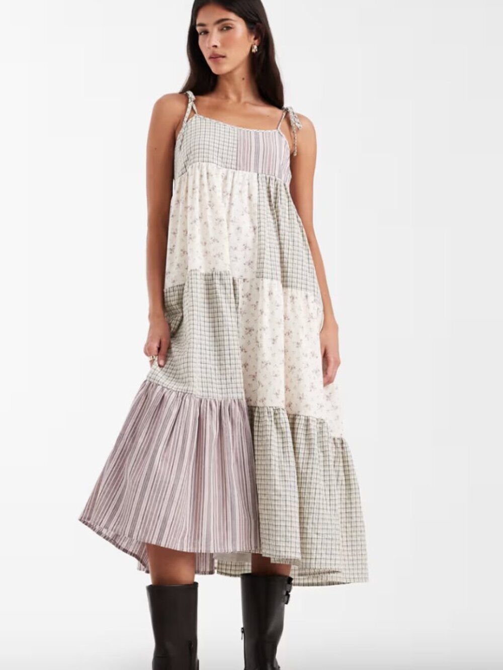 NWT Daisy Street Patchwork tiered midi dress 2X